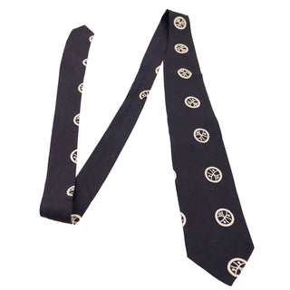 Vintage Rare Yohji Yamamoto Fine Silk Tie Kamon Black & White Mens Necktie