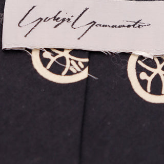 Rare Yohji Yamamoto Fine Silk Tie Kamon Black & White Mens Necktie Unique Design