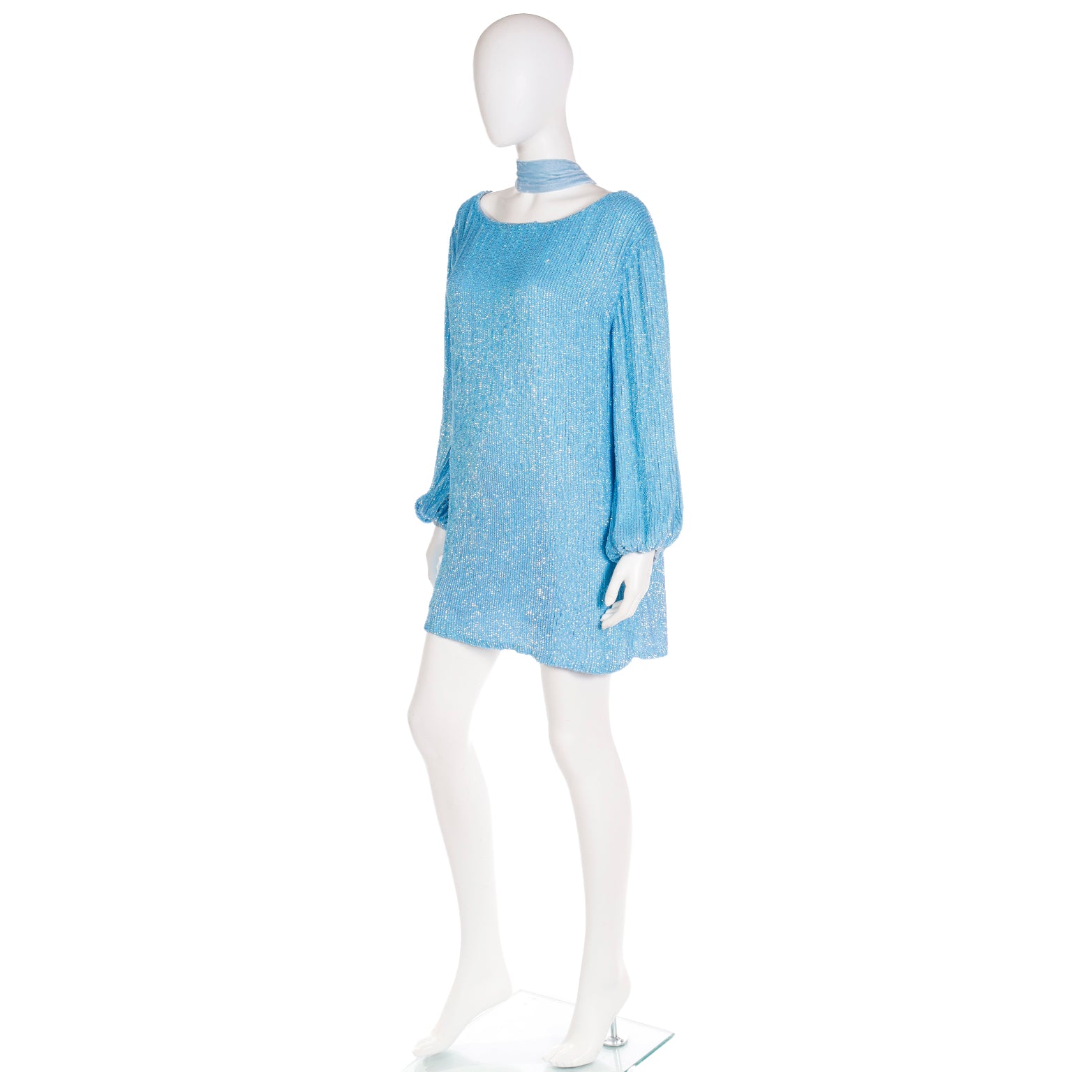New Retrofete Blue Sequin Mini Dress or Tunic With Sash Belt & Tags Modig New Retrofete Blue Sequin Mini Dress or Tunic With Sash Belt & Tags Modig