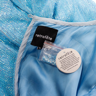 Deadstock Retrofete Blue Sequin Mini Dress or Tunic With Sash Belt & Tags