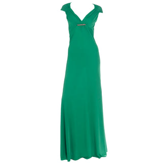 Roberto Cavalli Deadstock Green Evening Dress w Open Back & Tags Attached