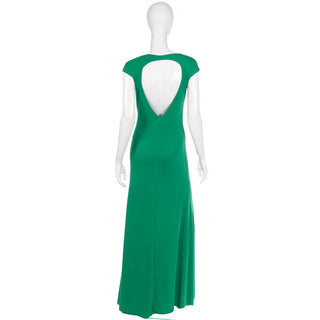 2000s Roberto Cavalli Deadstock Green Evening Dress w Open Back & Tags Attached Size L