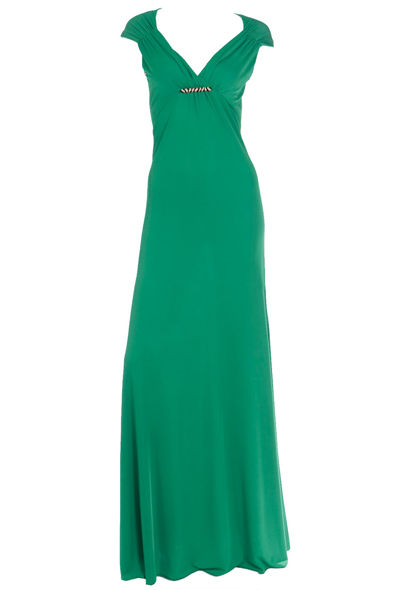 2000s Roberto Cavalli Deadstock Green Evening Dress w Open Back & Tags Attached 2000s Roberto Cavalli Deadstock Green Evening Dress w Open Back & Tags Attached