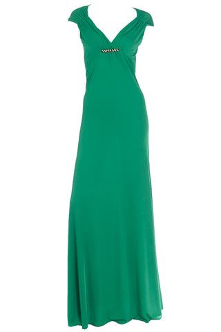 2000s Roberto Cavalli Deadstock Green Evening Dress w Open Back & Tags Attached