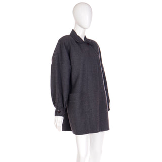1980s Salvatore Ferragamo Vintage Oversized Gray Wool Jacket