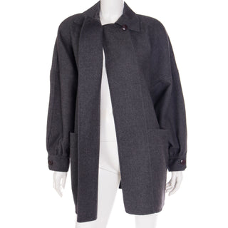1980s Salvatore Ferragamo Vintage Oversized Gray Wool Jacket