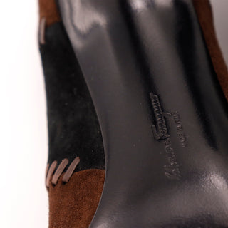 Salvatore Ferragamo Vintage Shoes Faux Patchwork Suede Pumps Size 7 