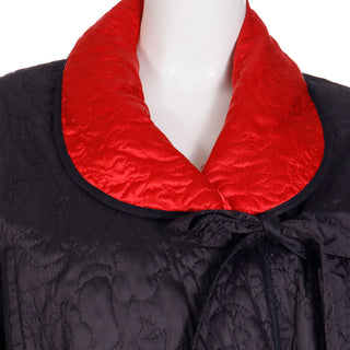 1980s Sonia Rykiel Vintage Reversible Quilted Red & Black Coat W Hood France M/L