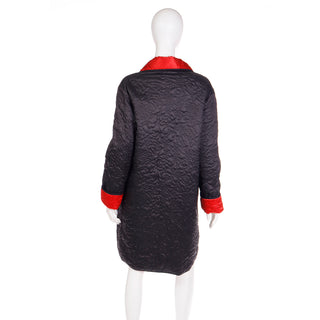 1980s Sonia Rykiel Vintage Reversible Quilted Red & Black Coat W Hood Fits a Range of sizes