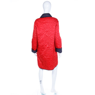 1980s Sonia Rykiel Vintage Reversible Quilted Red & Black Coat W Hood and Pockets France