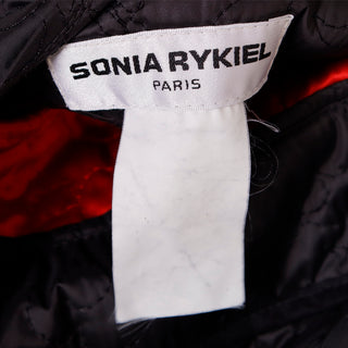 1980s Sonia Rykiel Paris Vintage Reversible Quilted Red & Black Coat W Hood