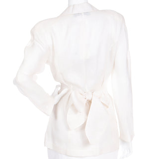 1990s Thierry Mugler Ivory Semi Sheer Structural Blazer Jacket W Tags and sash