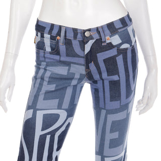 Vintage Todd Oldham Graphic Denim Ultra Low Rise Flared Jeans