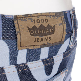 Todd Oldham Jeans Graphic Denim Low Rise Flared Jeans