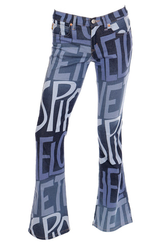 Todd Oldham Graphic Denim Low Rise Flared Jeans