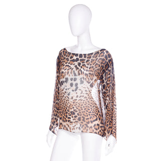 Vintage 2002 Tom Ford Yves Saint Laurent Silk Chiffon Leopard Print Runway Top