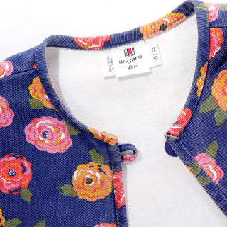 Vintage 1980s Ungaro Floral Denim Jacket and Mini Skirt Two Piece Suit M