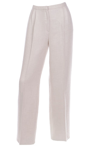 High Waisted Valentino Silk LInen and Wool Blend Trousers