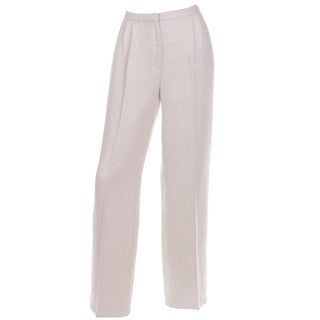 High Waisted Valentino Designer Silk LInen and Wool Blend Trousers