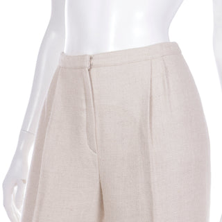 High Waisted Valentino Luxe Silk LInen and Wool Blend Trousers