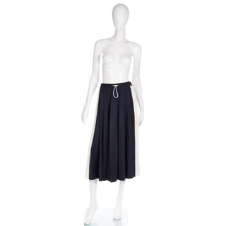 2000s Valentino Black & White Drawstring Knit Skirt w Lace Size M/L