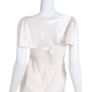 2000s Valentino Garavani Ivory Silk Crepe & Charmeuse Dress w Draped panel