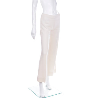 2000s Valentino Cream Wool Mid Rise Pants Size Small