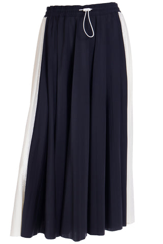 2000s Valentino Black & White Drawstring Knit Skirt w Lace
