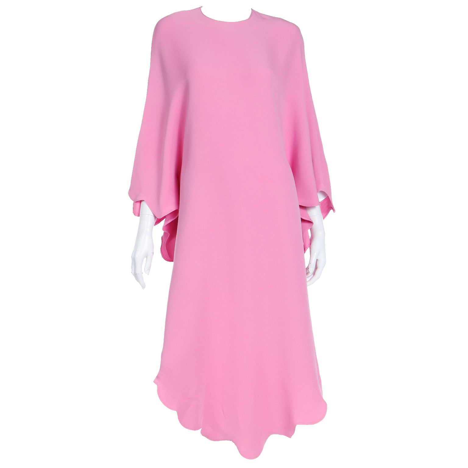 valentino pink long dress 1993 Valentino Blush Pink Silk & Sheer Chantilly-Lace Tiered Maxi Dress