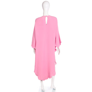 2000s Valentino Pink Silk Crepe Free Flowing Evening or Day Dress 40