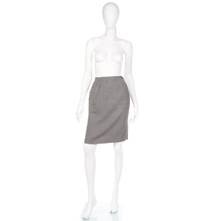 1980s Vintage Valentino Boutique Black & White Houndstooth Slim Skirt