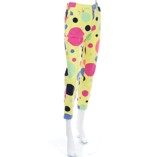 1990s Gianni Versace Jeans Couture Yellow Pants W Colorful Polka Dots Rare Jeans