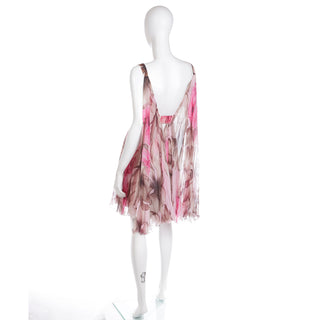 2008 Versace Pink Floral Silk Chiffon Dress w Medusa Head Belt Buckle Excellent condition