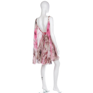 2008 Versace Pink Floral Silk Chiffon Dress w Medusa Head Belt Buckle with movement