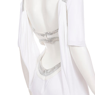 Donatella Versace 2007 Runway White Evening Dress W Sequins & Low Open Back