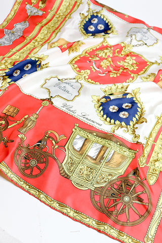 Vintage silk scarf with carriages and cote of arms
