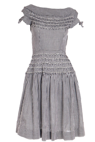 1960s Vicky Vaughn Black & White Gingham Check Cotton Dress