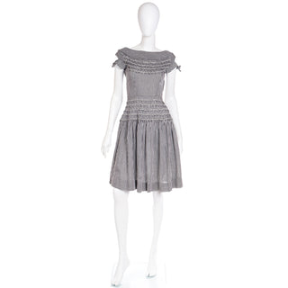 Vintage 1960s Vicky Vaughn Black & White Gingham Check Cotton Dress