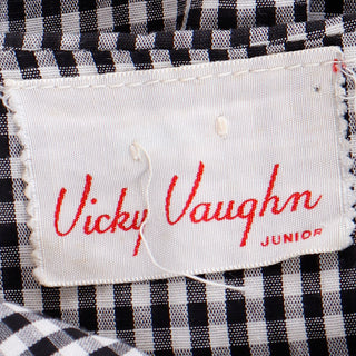 Vintage 1960s Vicky Vaughn Junior Black & White Gingham Check Cotton Dress