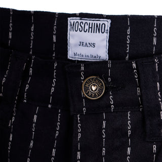 1990s Vintage Franco Moschino Deadstock Jeans w Pinstripe Words with Tag