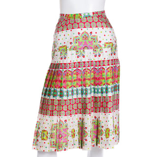 1970s Boutique Balmain Colorful 2pc Dress Silk Pleated Skirt & Top