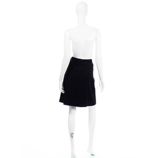 Vintage 2001 Spring Summer Chanel Black Wool Skirt With CC Logo Monogram