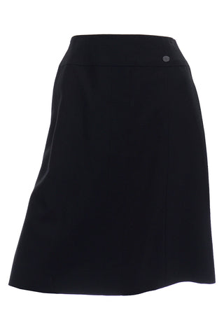 2001 Spring Summer Chanel Black Wool Skirt With CC Logo Monogram