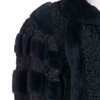 1980s Christian Dior Fourrure Dyed Blue Sheared Fur & Persian Lambswool Jacket
