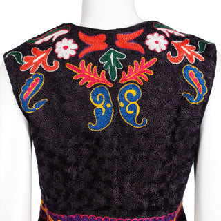 1970s Fully Embroidered Multi Colored Bold Vintage Hungarian Style Vest