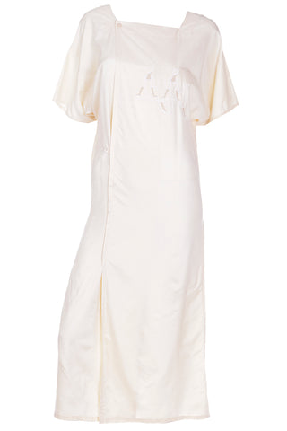 1980s Cream Silk Dress W Figural Embroidery of 1920s Women