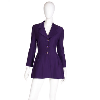 Vintage 1990s Escada Margaretha Ley Purple Wool Blazer Jacket