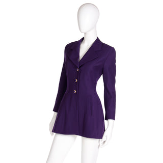 1990s Escada Margaretha Ley Purple Wool Vintage Blazer Jacket