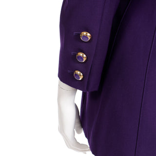 1990s Escada Margaretha Ley Purple Wool Blazer Jacket Size 38