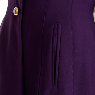 1990s Escada Margaretha Ley Purple Wool Blazer Jacket w Pockets